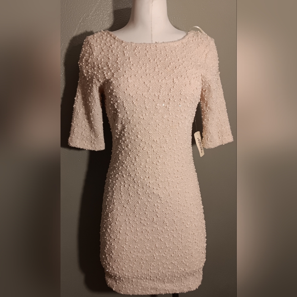 Elegant Cream Textured Dress
